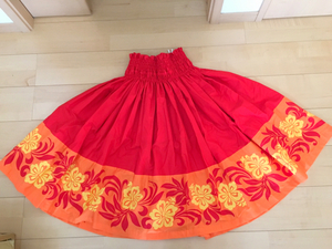 [ новый товар ]MMJ юбка пау хула красный цвет / цветок .![ общая длина 74cm]