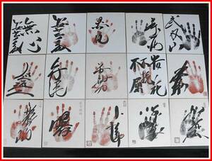 大相撲有名力士14人(若貴/曙/小錦他)手形サイン色紙15枚セット