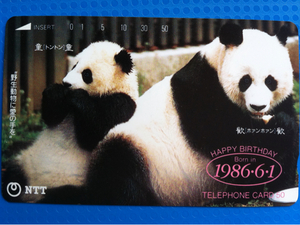 [ Panda telephone card ] ton ton * birthday memory *.. telephone card ②