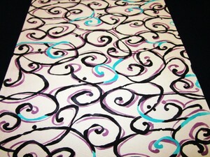 [ capital ...] silk long kimono-like garment flap . water wave writing black × purple change sleeve for 2.2m①