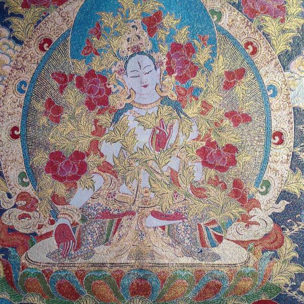 Esvástica Budismo Tibetano ▲Buda Mujer Tara Bodhisattva Tela 90cm ▲ Buscar; Buena Suerte Saizo Mandala Pintura Budista Flor Loto A9, 1, cuadro, pintura japonesa, persona, Bodhisattva