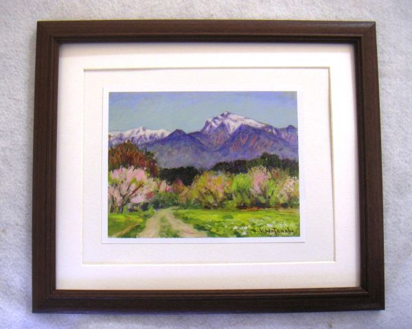 ◆Keisuke Watanabe Spring in Kaiji offset reproduction with wooden frame, immediate purchase◆, Painting, Oil painting, Nature, Landscape painting