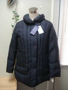  tag attaching unused *Aquilegia* silk high class down coat navy L