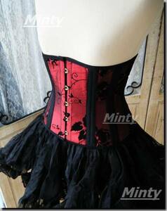  wine red black rose bell bed under bust corset cloth 3 layer piling min tea correction underwear mail order minty original corset 