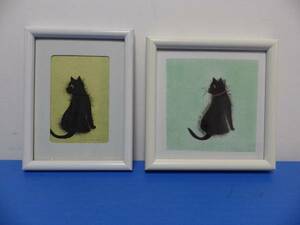 Art hand Auction Set of 2 cat pastel prints, unused, Artwork, Painting, others