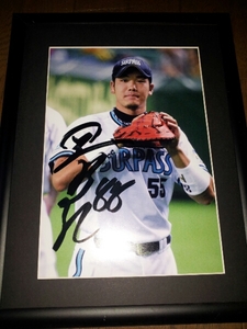 Art hand Auction ORIX55 T-Okada 비매품 친필 A4 사진 고품질 프레임 장식, 야구, 기념품, 관련 상품, 징후