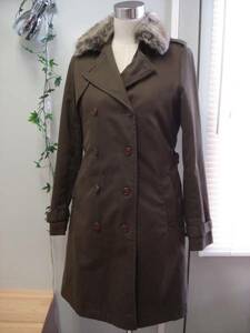 pu-recalm puree car m* liner & fur attaching trench coat 1 khaki 