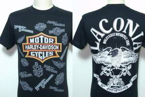 1990s デッドストック USA製 HARLEY DAVIDSON ハーレーダビッドソン マルチ総プリントTシャツ M ブラック アメリカ 古着