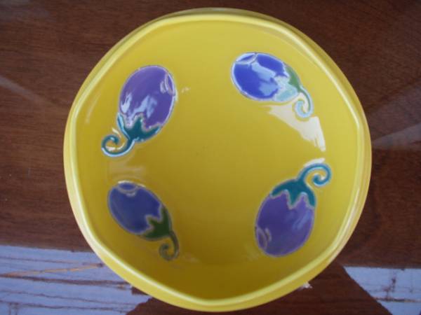 Арита, Посуда Хасами, ручная роспись молодого художника, Косу печь, желтый косолапый, Киотская роспись баклажанов, 1 большая миска, Японская посуда, горшок, большая чаша