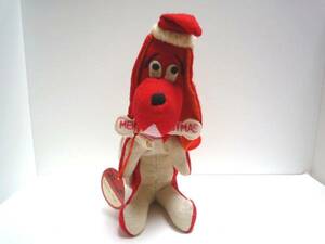 犬のサンタクロース　ぬいぐるみ　fleurette SANTA-PUP　ビンテージ　ドール　JAPAN製　クリスマスに　インテリア　21cm