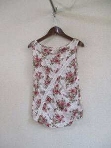 LESTROSE white ground rose pattern no sleeve cut and sewn (USED)62316②