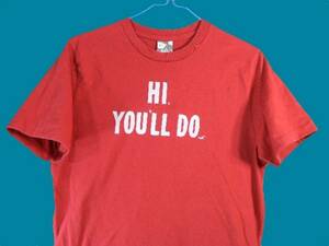 0795▼hco◆赤 HI. YOU'LL DO 半袖Tーシャツ綿100%◆US古着S