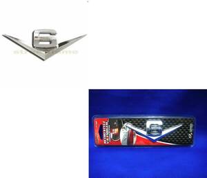 V6 ロゴ エンブレム クローム 新品 1ps キャデラック シボレー ダッジ フォード GMC クライスラー トヨタ 日産 マツダ アルファロメオ
