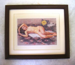 ◆徳田宏行「横たわる裸女」オフセット複製・木製額付・即決◆