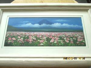 Art hand Auction ★ : Décor original. Peinture à l'huile de jardin de fleurs du mont Fuji (antique antique, peinture, peinture à l'huile, Nature, Peinture de paysage