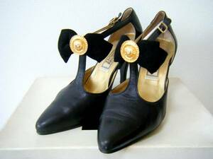 * Gianni Versace * velour ribbon pumps black black 36