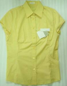 タグ付き◆エフデef-de／ストレッチシャツ半袖11号黄色