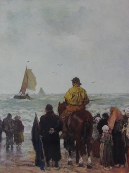 Return of the Boat/Jacob Maris Very Rare, From a 100-year-old art book, Painting, Oil painting, Portraits