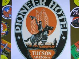 ▽ ▼ 65702 ▼ &lt;le*Наклейка на путешествие&gt; Американский Byway*Pioneer Hotel Tucson Arizona