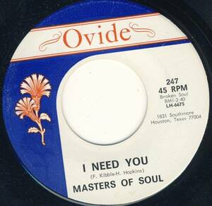 * 60's Texas Group Soul 45 * Masters of Soul *