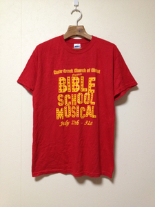 [即決古着]GILDAN/ギルダン/Tシャツ/半袖/プリント/BIBLE SCHOOL MUSICAL/赤×黄色/レッド×イエロー/M