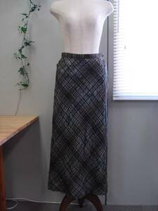 * Scapa SCAPA* check pattern wrinkle processing long tight skirt 38