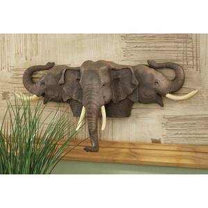 3頭の象の壁飾り　壁掛け用置物洋風インテリアホームデコレーションゾウ動物置物装飾品家具ウォールデコ壁飾り彫刻小物ホームデコ個性的