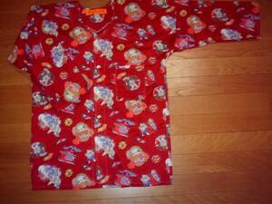 * handmade * luck pattern print festival shirt large (L~XL) free postage equipped 