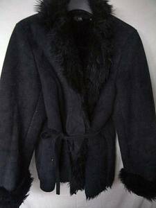 * -ply thickness!*L&B* fake mouton coat black *