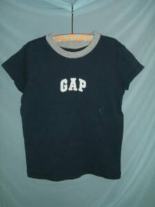 ё　GAP　KIDS　ёロゴアップリケ付紺半袖TシャツMEDIUM未使用