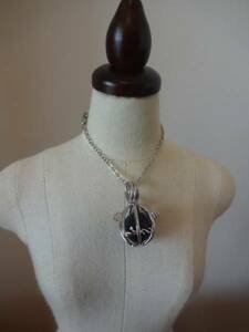 cache*cache silver angel. egg necklace large natural stone amethyst 