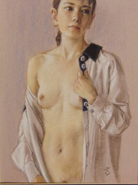 高塚翔吾, 一位美丽女人的画像, 摘自一本稀有的艺术书籍, 全新框架, 带垫子 b28, 绘画, 油画, 肖像