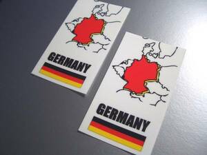 M1■ドイツMAPデザインステッカー2枚セット Sサイズ■Germany ドイツ 国旗 地図_耐水シール フォルクスワーゲンに 即買 EU(4