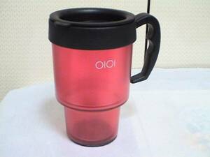 タンブラー【OIOI】　赤×黒　スケルトンタイプ～丸井 ●持ち手付きタンブラー