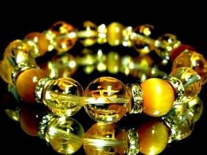 Art hand Auction ◆◇ Zodiac Sanskrit Crystal 12/10mm ‡ Golden Tiger Eye 10mm ◇◆ Free shipping with Yu-Packet Anonymous shipping, Handmade, Accessories (for women), others