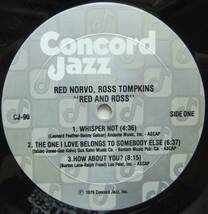 ◆ RED NORVO & ROSS TOMPKINS / Recorded Live January 1979 ◆ Concord Jazz CJ-90 ◆ _画像3