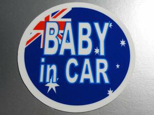 BC●オーストラリア国旗BABY in CARステッカー 7.5cmサイズ●赤ちゃんが乗ってます☆かわいい円形　車に OC(1
