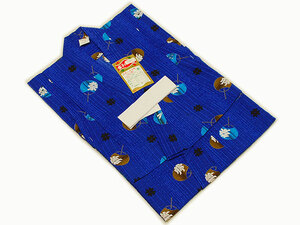 ** new goods ** for boy * yukata **100 size * "uchiwa" fan pattern * blue color series *[1]