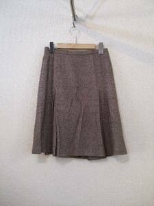 INDIVI tea tweed box pleated skirt (USED)121612