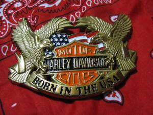 * Harley Davidson original extra-large buckle . two feather * gold 