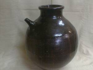 焦げ茶　古いうんすけ　34x25.5cm　4.6kg　和風陶器製飾り置物