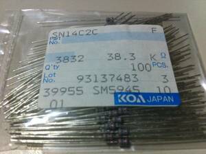 KOA SN14C2C 1/4w　38.3KΩ F ±1％ 100本1袋 (5)