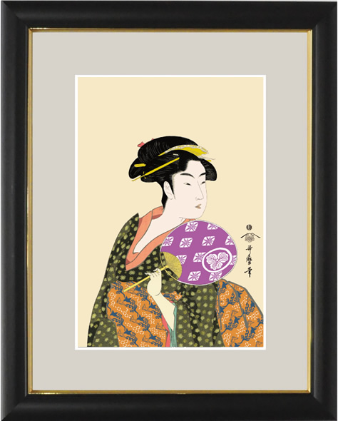 喜多川歌麿 浮世絵 団扇をもつおひさ 絵画 ジクレー, 美術品, 版画, その他