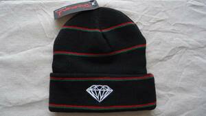 Diamond Supply Co. Striped Fold Beanie 黒/ストライプ 30%off ダイアモンド スケートボード ニットキャップ レターパックライト