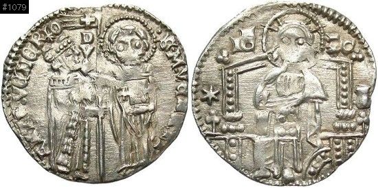 イタリア ヴェネツィア共和国 ソルディーノ銀貨☆14世紀／アンティークコイン／ イタリア ヴェネツィア共和国 ソルディーノ銀貨☆14世紀