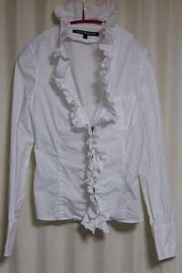 DKNY Jeans* Zip up * frill blouse ( white )* size 4