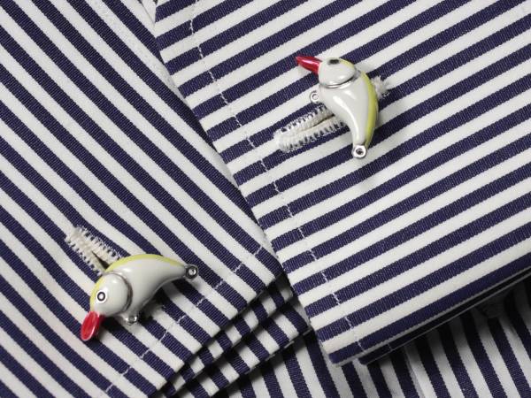 SWANK スワンク ルアー ロッドモチーフ カフスボタン×ネクタイピンセット