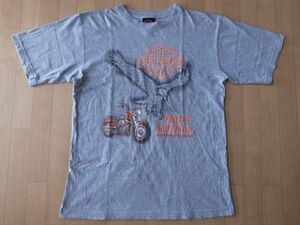 ハーレーダビッドソン イーグル バイク Tシャツ M～L位 ヘザーグレー Harley‐Davidson ロゴ 半袖 カットソー バイク バイカー ツーリング/