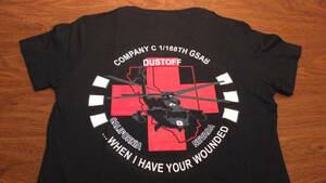 【DUSTOFF】ダストオフ 米陸軍救急患者輸送 Company C 1/168th US ARMY VネックＴシャツサイズSカリフォルニアアーミーナショナルガード