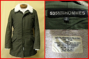 *5351POUR LES HOMMES* reverse side boa liner * military coat 2*